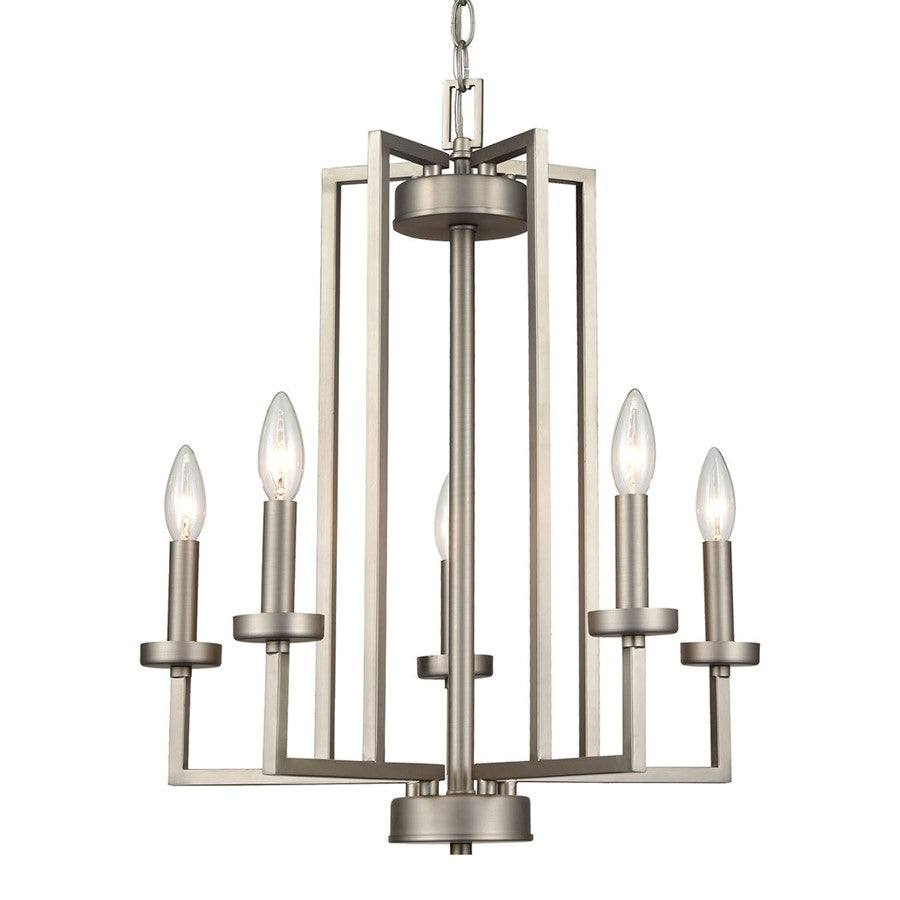 Atlas Lighting West End 20in 5-Light Chandelier | Transitional Brushed Nickel Metal | Dining Room & Living Room | 20 x 20 x 22 in | Model CL11391-NK