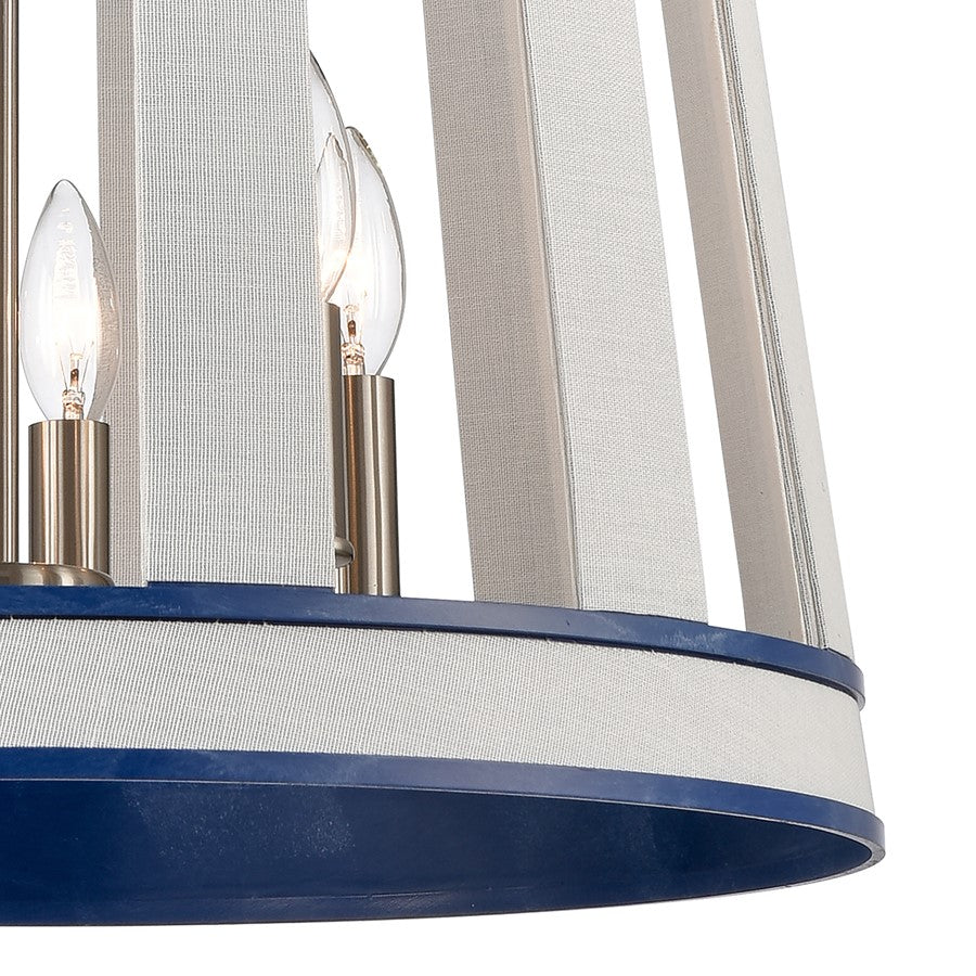 Atlas Lighting White Burlap 20in 6-Light Chandelier | Coastal Ocean Blue and White Burlap | Dining Room & Living Room | Model CL11392-WH