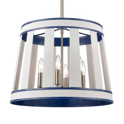 Atlas Lighting White Burlap 20in 6-Light Chandelier | Coastal Ocean Blue and White Burlap | Dining Room & Living Room | Model CL11392-WH