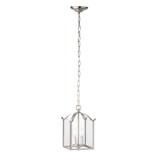 Atlas Lighting Whitmore 7in 2-Light Pendant | Traditional Brushed Nickel and Clear Glass | Kitchen Island & Dining Room | Model CL11394-NK