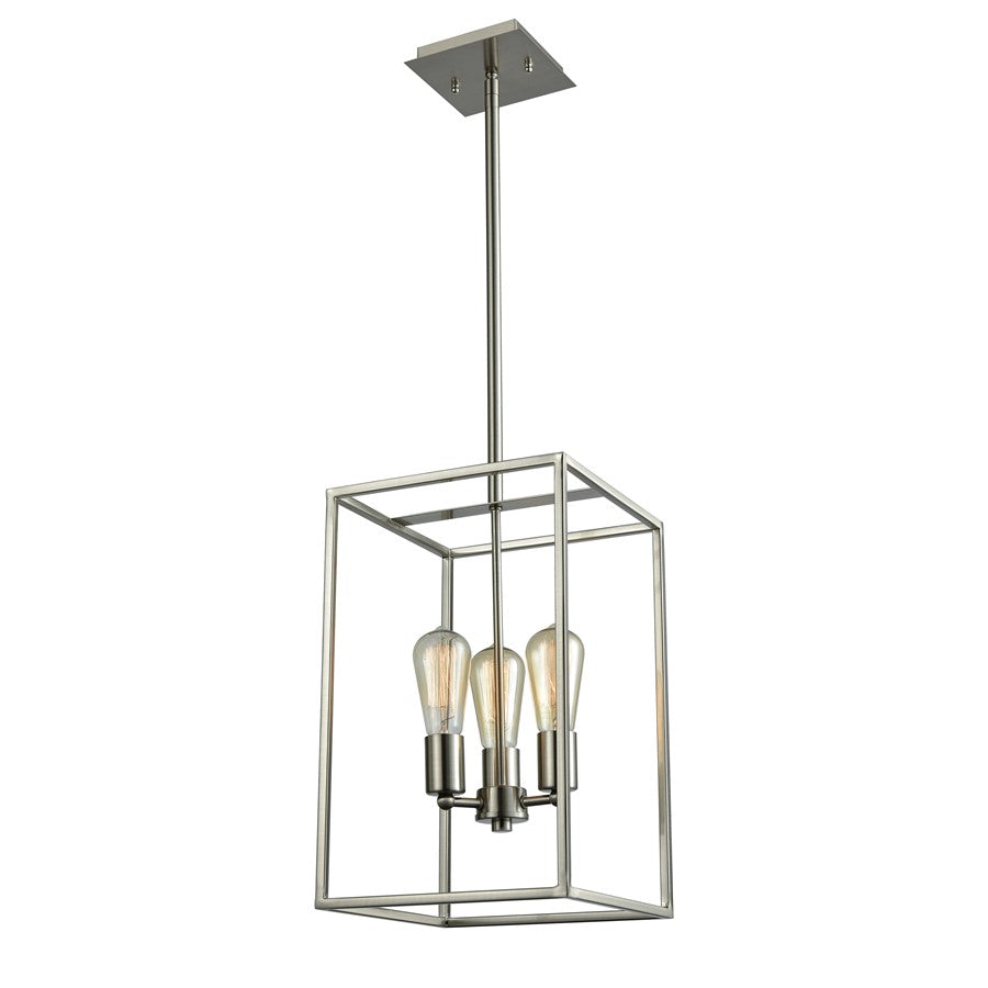 Atlas Lighting Williamsport 10in 3-Light Chandelier | Transitional Brushed Nickel | Dining Room & Kitchen Island | 10 x 10 x 16 in | Model CL11395-NK
