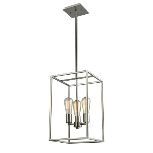Atlas Lighting Williamsport 10in 3-Light Chandelier | Transitional Brushed Nickel | Dining Room & Kitchen Island | 10 x 10 x 16 in | Model CL11395-NK