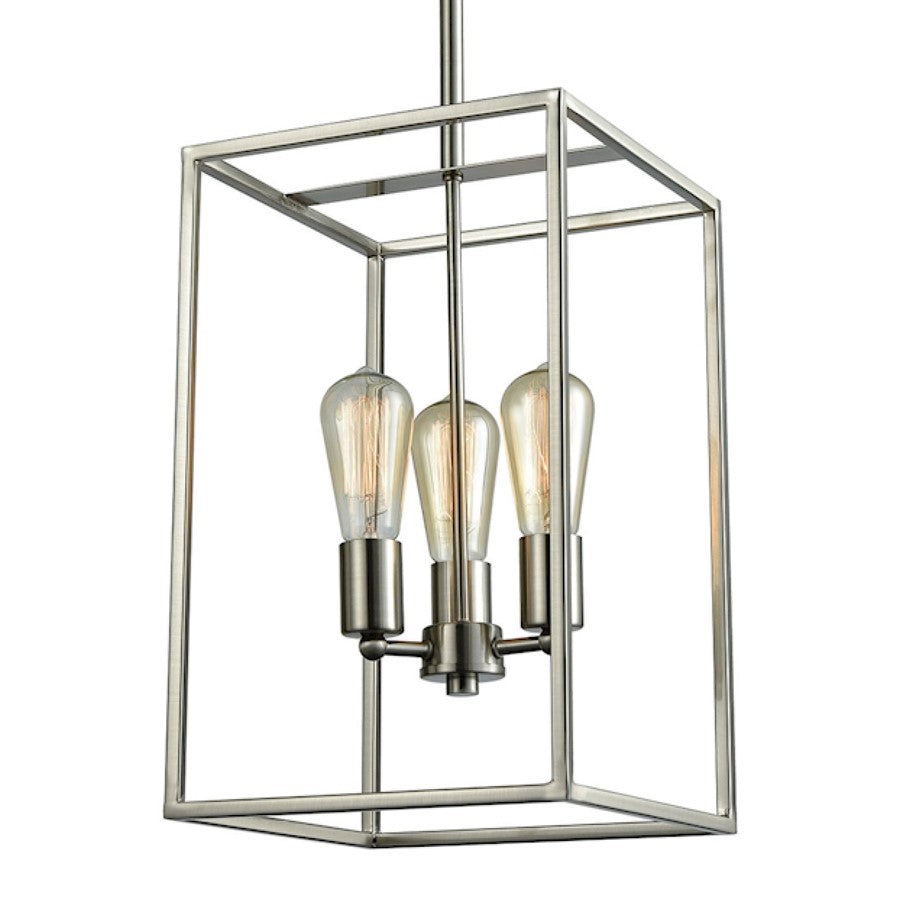 Atlas Lighting Williamsport 10in 3-Light Chandelier | Transitional Brushed Nickel | Dining Room & Kitchen Island | 10 x 10 x 16 in | Model CL11395-NK