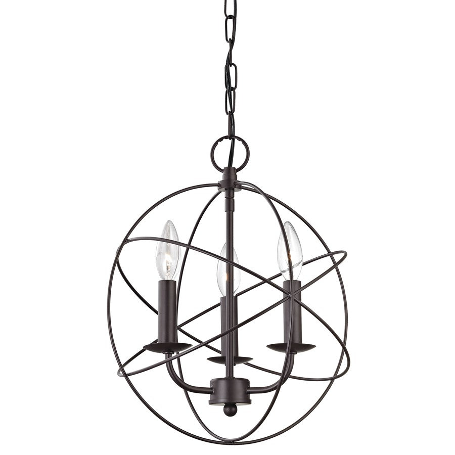 Atlas Lighting Williamsport 13in 3-Light Chandelier | Transitional Oil Rubbed Bronze Metal | Dining Room & Foyer | 13 x 13 x 15 in | Model CL11396-BZ
