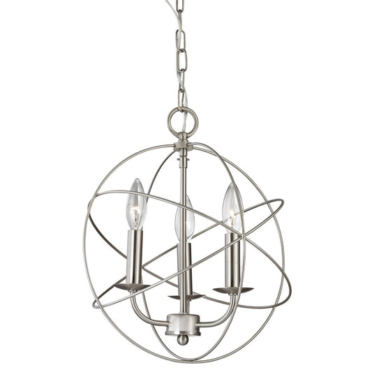 Atlas Lighting Williamsport 13in 3-Light Chandelier | Transitional Brushed Nickel Metal | Dining Room & Foyer | 13 x 13 x 15 in | Model CL11396-NK