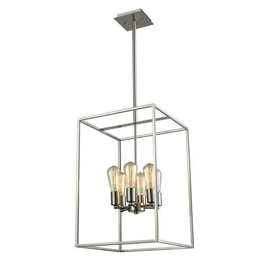 Atlas Lighting Williamsport 14in 6-Light Chandelier | Transitional Brushed Nickel Metal | Dining Room & Living Room | Model CL11397-NK