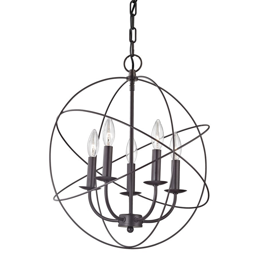 Atlas Lighting Williamsport 18in 5-Light Chandelier | Transitional Oil Rubbed Bronze Metal | Dining Room & Foyer | 18 x 18 x 20 in | Model CL11398-BZ