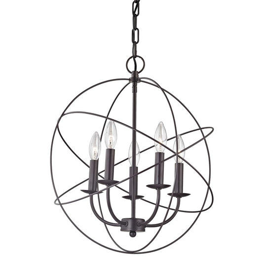 Atlas Lighting Williamsport 18in 5-Light Chandelier | Transitional Oil Rubbed Bronze Metal | Dining Room & Foyer | 18 x 18 x 20 in | Model CL11398-BZ