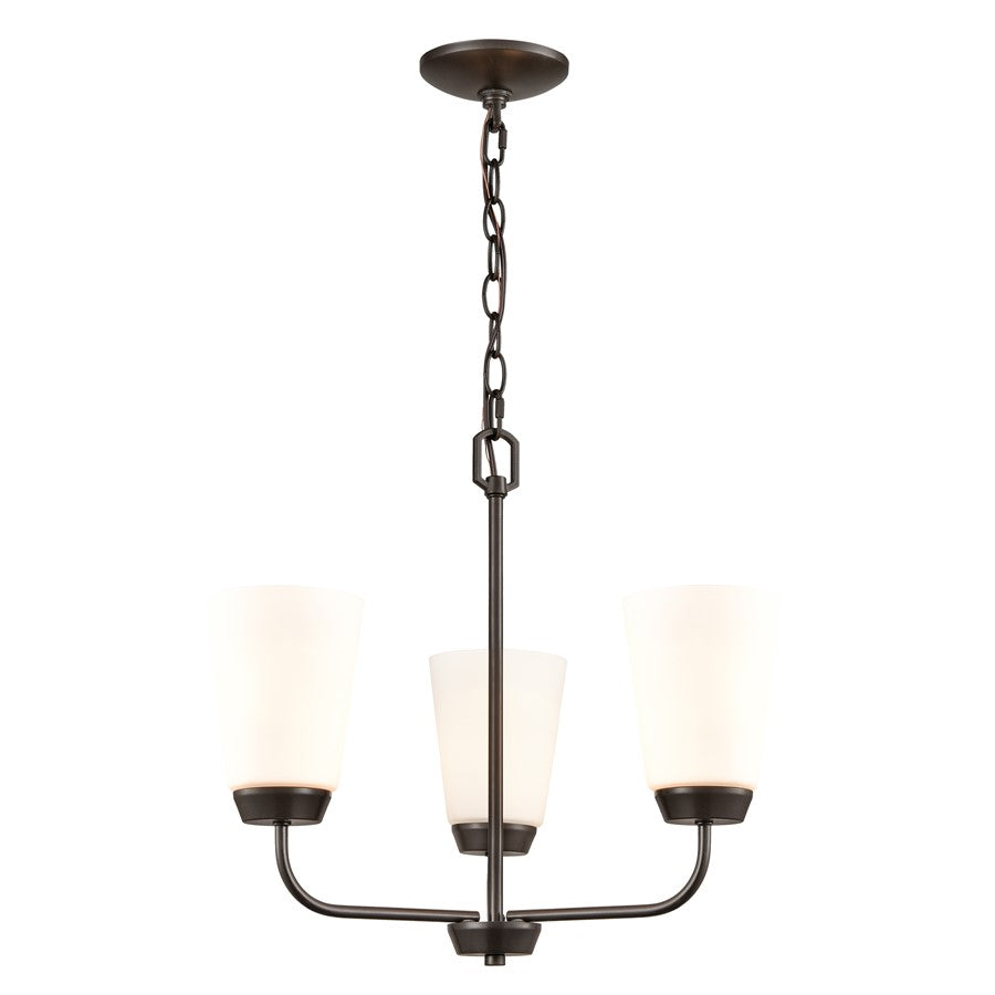 Atlas Lighting Winslow 19in 3-Light Chandelier | Traditional Oil Rubbed Bronze Metal and White Frosted Glass | Dining Room | Model CL11401-BZ