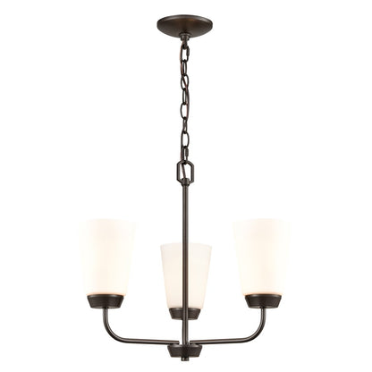 Atlas Lighting Winslow 19in 3-Light Chandelier | Traditional Oil Rubbed Bronze Metal and White Frosted Glass | Dining Room | Model CL11401-BZ