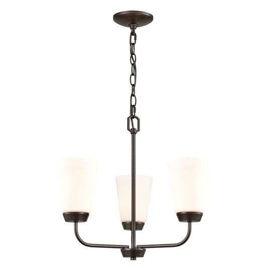 Atlas Lighting Winslow 19in 3-Light Chandelier | Traditional Oil Rubbed Bronze Metal and White Frosted Glass | Dining Room | Model CL11401-BZ