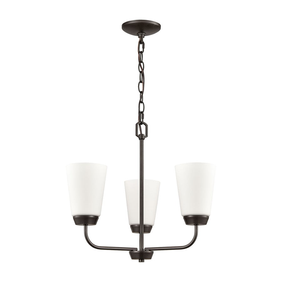 Atlas Lighting Winslow 19in 3-Light Chandelier | Traditional Oil Rubbed Bronze Metal and White Frosted Glass | Dining Room | Model CL11401-BZ