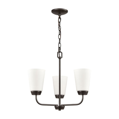 Atlas Lighting Winslow 19in 3-Light Chandelier | Traditional Oil Rubbed Bronze Metal and White Frosted Glass | Dining Room | Model CL11401-BZ