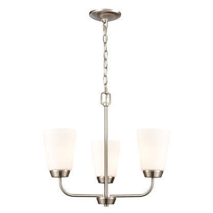 Atlas Lighting Winslow 19in 3-Light Chandelier | Traditional Brushed Nickel and White Frosted Glass | Dining Room & Kitchen Island | Model CL11401-NK