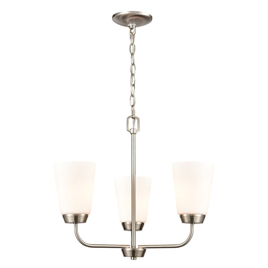 Atlas Lighting Winslow 19in 3-Light Chandelier | Traditional Brushed Nickel and White Frosted Glass | Dining Room & Kitchen Island | Model CL11401-NK