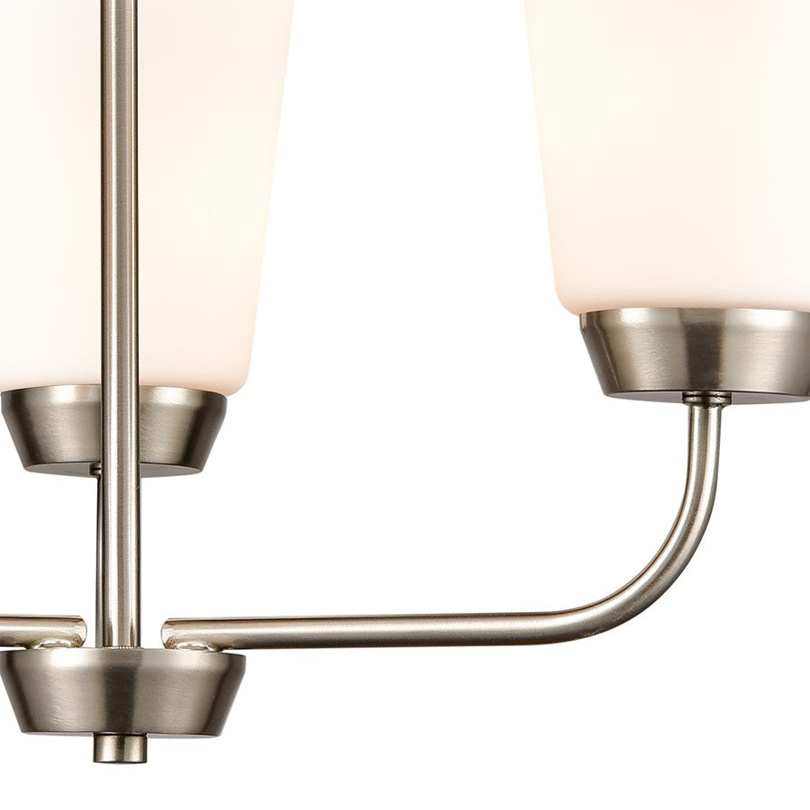 Atlas Lighting Winslow 19in 3-Light Chandelier | Traditional Brushed Nickel and White Frosted Glass | Dining Room & Kitchen Island | Model CL11401-NK
