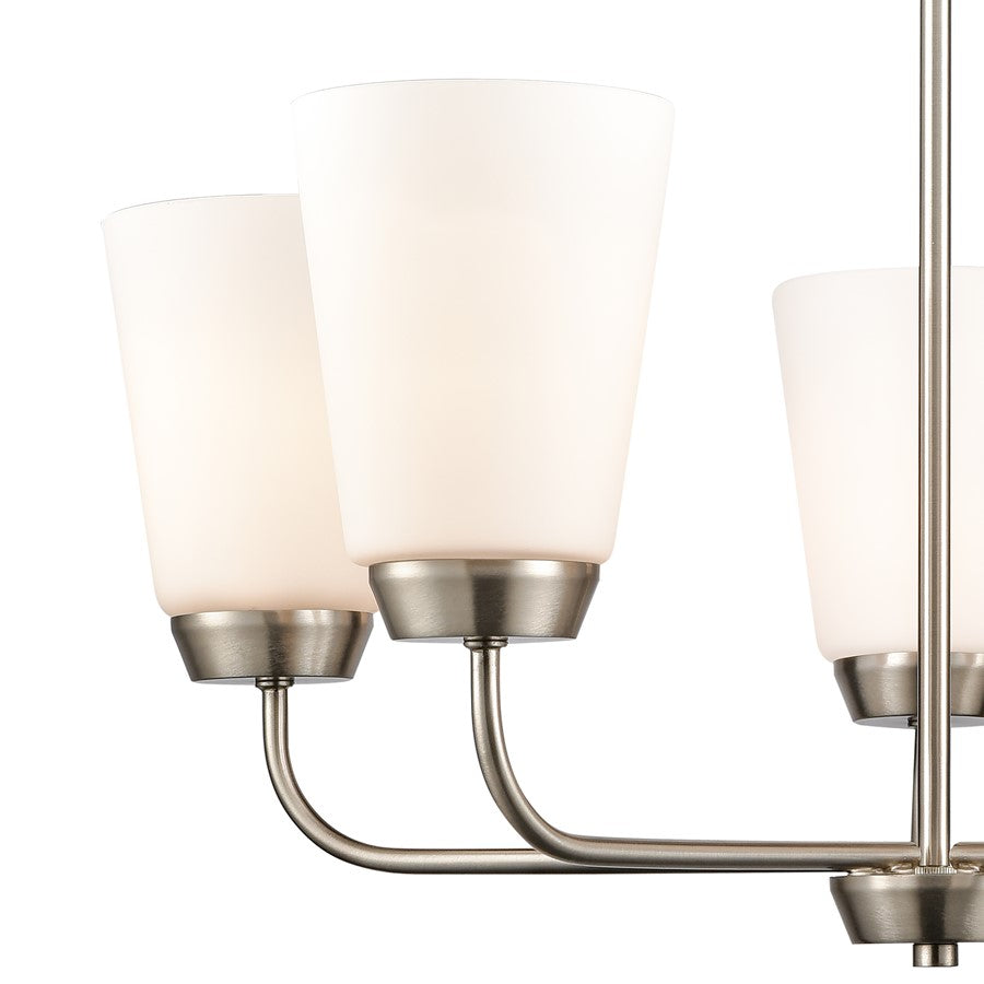 Atlas Lighting Winslow 25in 5-Light Chandelier | Traditional Brushed Nickel and White Frosted Glass | Dining Room & Kitchen Island | Model CL11402-NK