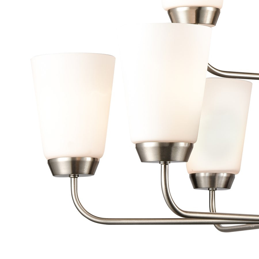 Atlas Lighting Winslow 30in 9-Light Chandelier | Traditional Brushed Nickel and White Frosted Glass | Dining Room & Kitchen Island | Model CL11403-NK