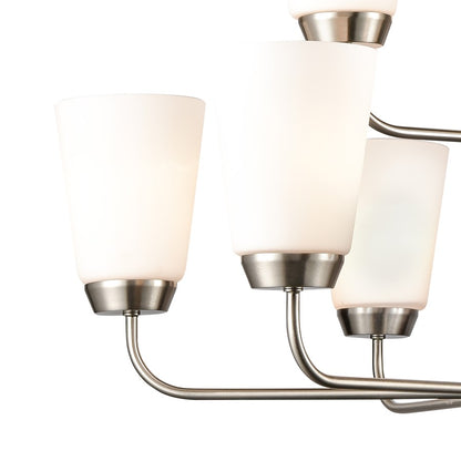 Atlas Lighting Winslow 30in 9-Light Chandelier | Traditional Brushed Nickel and White Frosted Glass | Dining Room & Kitchen Island | Model CL11403-NK