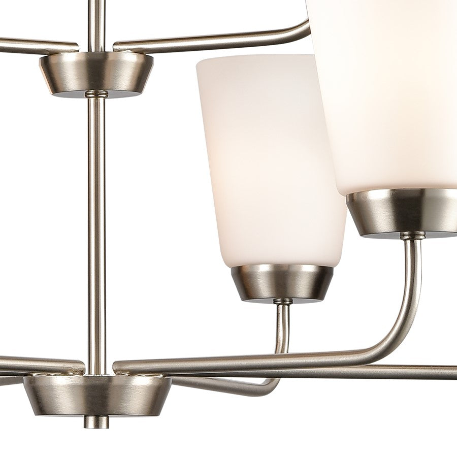 Atlas Lighting Winslow 30in 9-Light Chandelier | Traditional Brushed Nickel and White Frosted Glass | Dining Room & Kitchen Island | Model CL11403-NK
