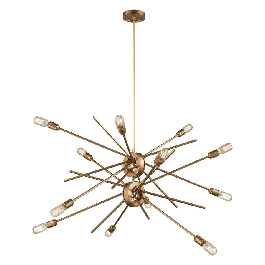 Atlas Lighting Xenia 42in 12-Light Chandelier | Modern Matte Gold Metal | Kitchen Island & Dining Room | 42 x 25 x 30 in | Model CL11408-GD
