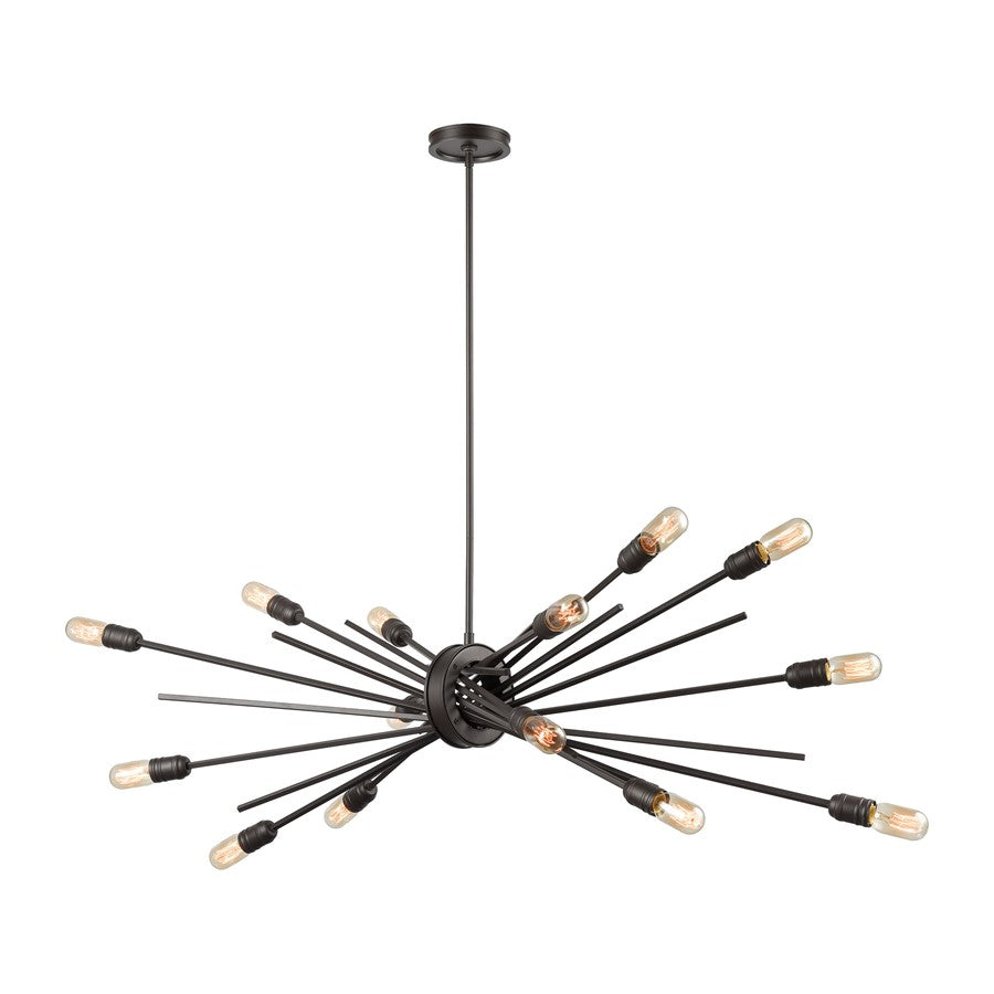 Atlas Lighting Xenia 54in 14-Light Chandelier | Modern Oil Rubbed Bronze Metal | Kitchen Island & Dining Room | 54 x 17 x 18 in | Model CL11409-BZ