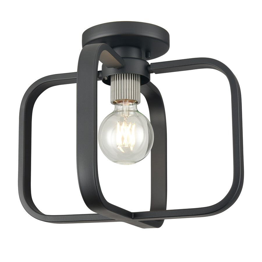 Atlas Lighting 13in 1-Light Square Flush Mount | Matte Black Metal | Hallway & Bedroom Ambient Light | 13 x 13 x 10.64 in | Model CL11413-BK