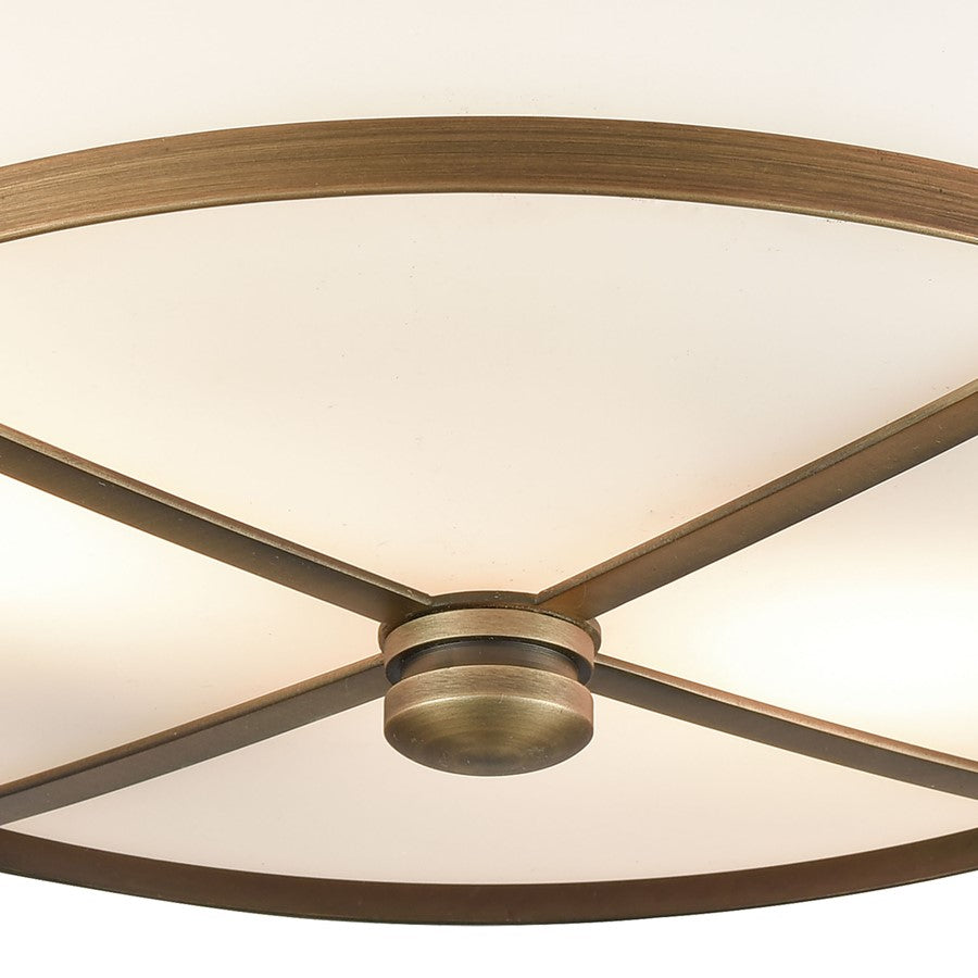 Atlas Lighting 13in 2-Light Square Flush Mount | Classic Brass and White Frosted Glass | Dining Room & Entryway | 13 x 13 x 6 in | Model CL11414-BS