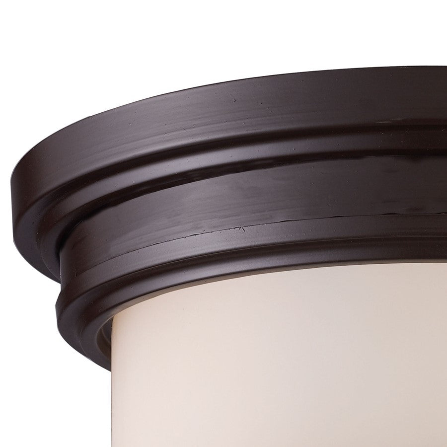 Atlas Lighting 13in 2-Light Square Flush Mount | Oil Rubbed Bronze and White Frosted Glass | Dining Room & Entryway | Model CL11414-BZ