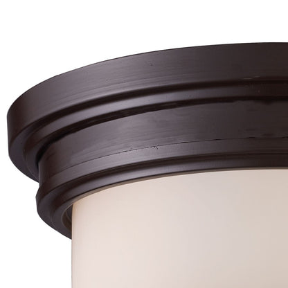 Atlas Lighting 13in 2-Light Square Flush Mount | Oil Rubbed Bronze and White Frosted Glass | Dining Room & Entryway | Model CL11414-BZ