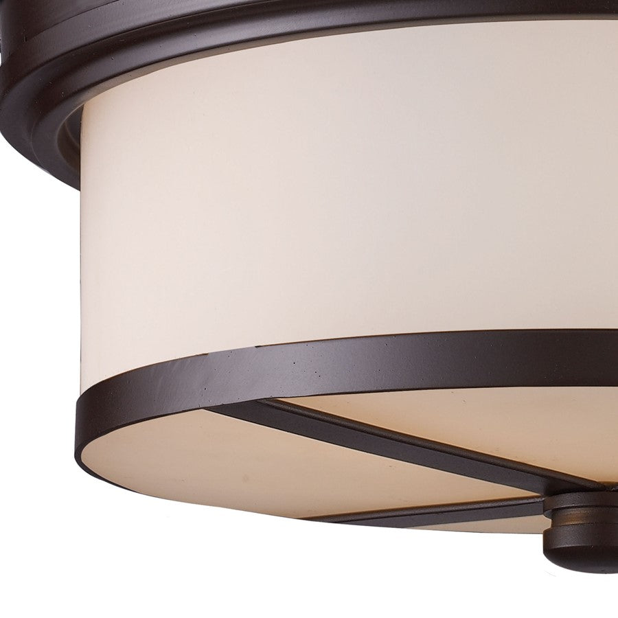Atlas Lighting 13in 2-Light Square Flush Mount | Oil Rubbed Bronze and White Frosted Glass | Dining Room & Entryway | Model CL11414-BZ