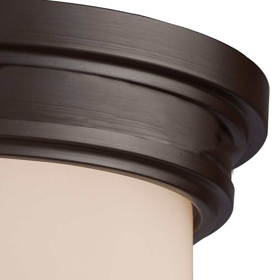 Atlas Lighting 13in 2-Light Square Flush Mount | Oil Rubbed Bronze and White Frosted Glass | Dining Room & Entryway | Model CL11414-BZ