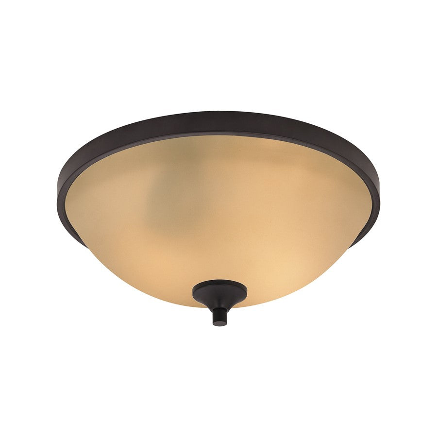 Atlas Lighting Arlington 15in 3-Light Flush Mount | Transitional Oil Rubbed Bronze and Amber Glass | Hallway & Bedroom | Model CL11418-BN