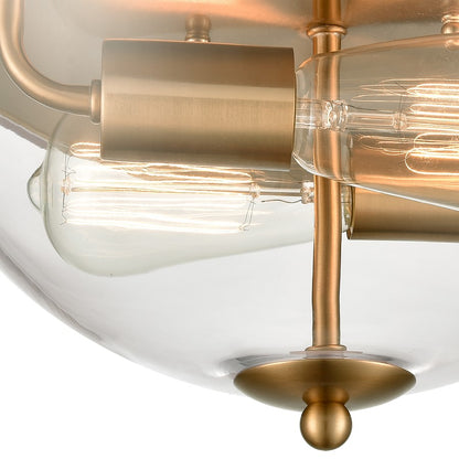 Atlas Lighting Astoria 13.5in 2-Light Flush Mount | Modern Satin Gold and Clear Glass | Kitchen & Entryway | 13.5 x 13.5 x 7 in | Model CL11420-GD