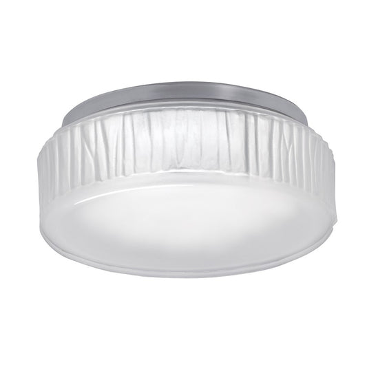 Atlas Lighting Bark 7in Integrated LED Flush Mount | Modern Polished Nickel and White Frosted Glass | Hallway & Bathroom Ceiling | Model CL11421-NK