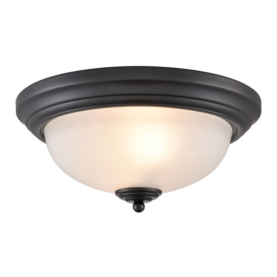 Atlas Lighting Helena 13in 2-Light Flush Mount | Traditional Black and White Frosted Glass | Bedroom & Dining Room Ceiling Light | Model CL11422-BK