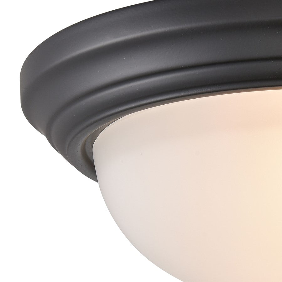 Atlas Lighting Helena 13in 2-Light Flush Mount | Traditional Black and White Frosted Glass | Bedroom & Dining Room Ceiling Light | Model CL11422-BK