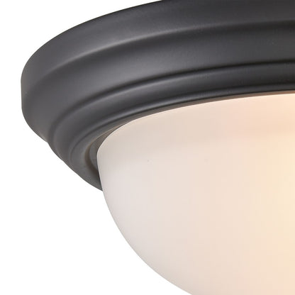 Atlas Lighting Helena 13in 2-Light Flush Mount | Traditional Black and White Frosted Glass | Bedroom & Dining Room Ceiling Light | Model CL11422-BK