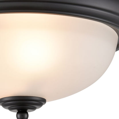 Atlas Lighting Helena 13in 2-Light Flush Mount | Traditional Black and White Frosted Glass | Bedroom & Dining Room Ceiling Light | Model CL11422-BK