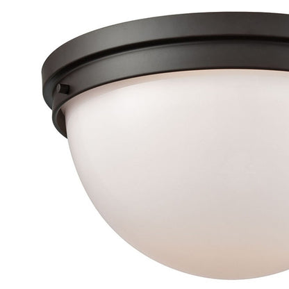 Atlas Lighting Beckett 14in 2-Light Flush Mount | Oil Rubbed Bronze and White Frosted Glass | Hallway & Bedroom Ceiling Light | Model CL11423-BZ