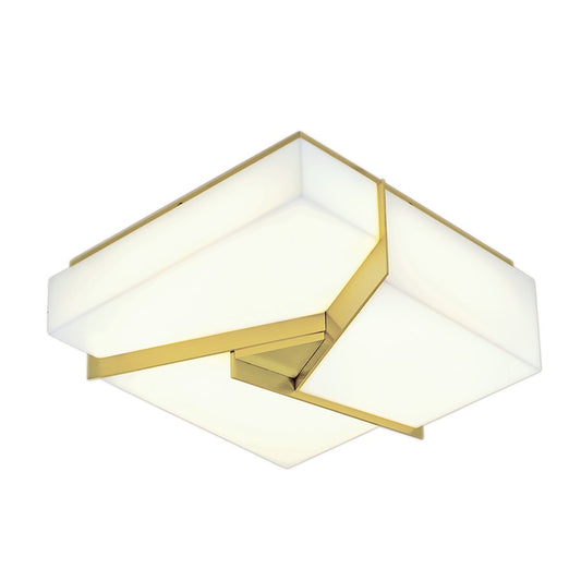 Atlas Lighting Candeau 12.75in Integrated LED Flush Mount | Modern Satin Brass and White Acrylic | Kitchen & Bathroom Ceiling | Model CL11426-BS