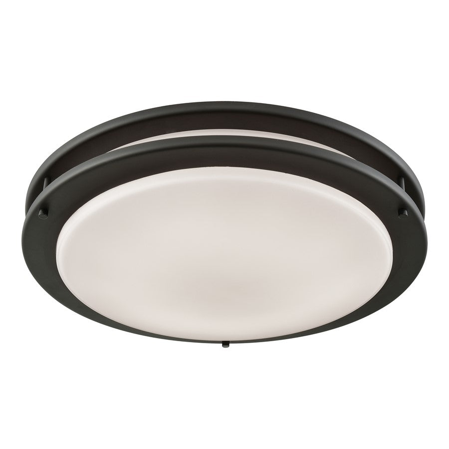 Atlas Clarion 14in 1-Light Flush Mount | Modern Oil Rubbed Bronze and White Glass | Hallway & Bedroom Ceiling Light | Model CL11432-BZ