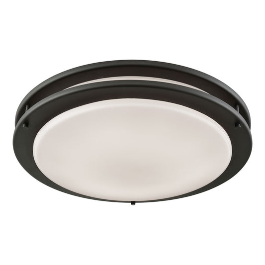 Atlas Clarion 14in 1-Light Flush Mount | Modern Oil Rubbed Bronze and White Glass | Hallway & Bedroom Ceiling Light | Model CL11432-BZ