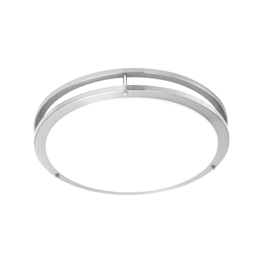 Atlas Clarion 14in 1-Light Flush Mount | Modern Brushed Nickel and White Glass | Hallway & Bedroom Ceiling Light | 14 x 14 x 4 in | Model CL11433-NK