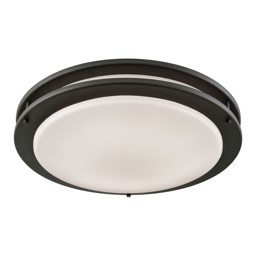 Atlas Clarion 15in 1-Light Flush Mount | Modern Oil Rubbed Bronze and White Glass | Hallway & Bedroom Ceiling Light | Model CL11434-BZ