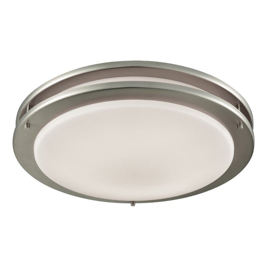 Atlas Clarion 15in 1-Light Flush Mount | Modern Brushed Nickel and White Glass | Hallway & Bedroom Ceiling Light | 15 x 15 x 3 in | Model CL11434-NK