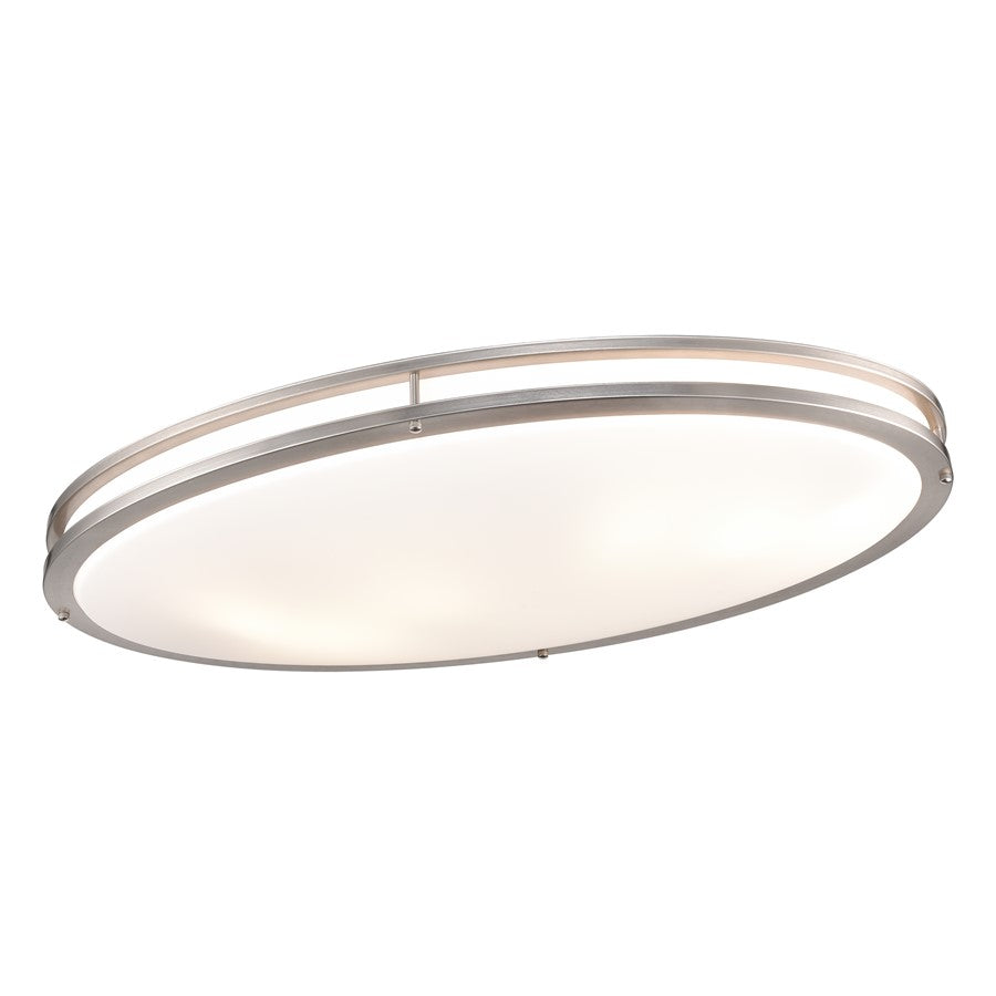 Atlas Clarion 32.5in 6-Light Flush Mount | Modern Brushed Nickel and White Glass | Living Room & Hallway Ceiling Light | Model CL11435-NK