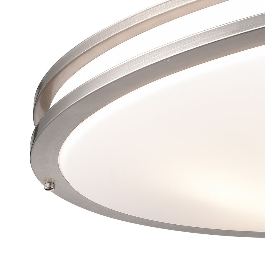 Atlas Clarion 32.5in 6-Light Flush Mount | Modern Brushed Nickel and White Glass | Living Room & Hallway Ceiling Light | Model CL11435-NK