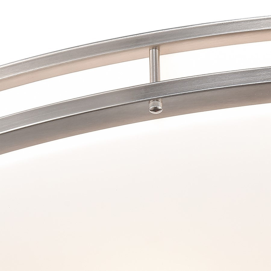 Atlas Clarion 32.5in 6-Light Flush Mount | Modern Brushed Nickel and White Glass | Living Room & Hallway Ceiling Light | Model CL11435-NK