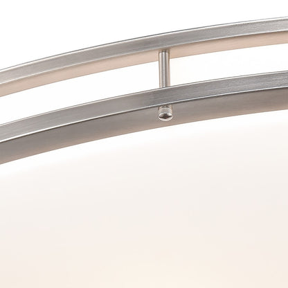 Atlas Clarion 32.5in 6-Light Flush Mount | Modern Brushed Nickel and White Glass | Living Room & Hallway Ceiling Light | Model CL11435-NK